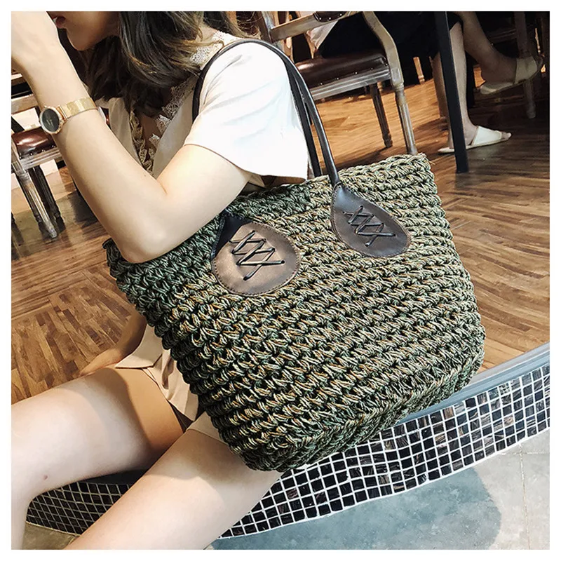 Модный вязаный крючком соломенный мешок для пляжа | Багаж и сумки