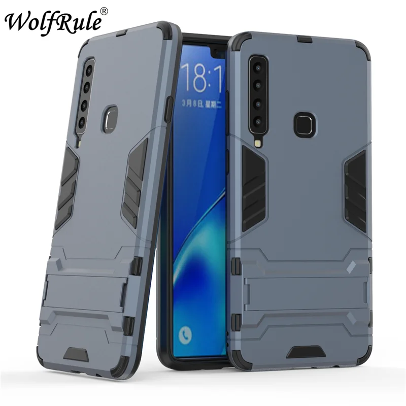 

WolfRule For Case Samsung Galaxy A9 2018 Cover Soft Silicone + Plastic Kickstand Fundas Back Case For Samsung Galaxy A9S Case