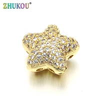 1212mm high quality brass cubic zirconia star charms connectors mixed color hole 2 5mm model vs224