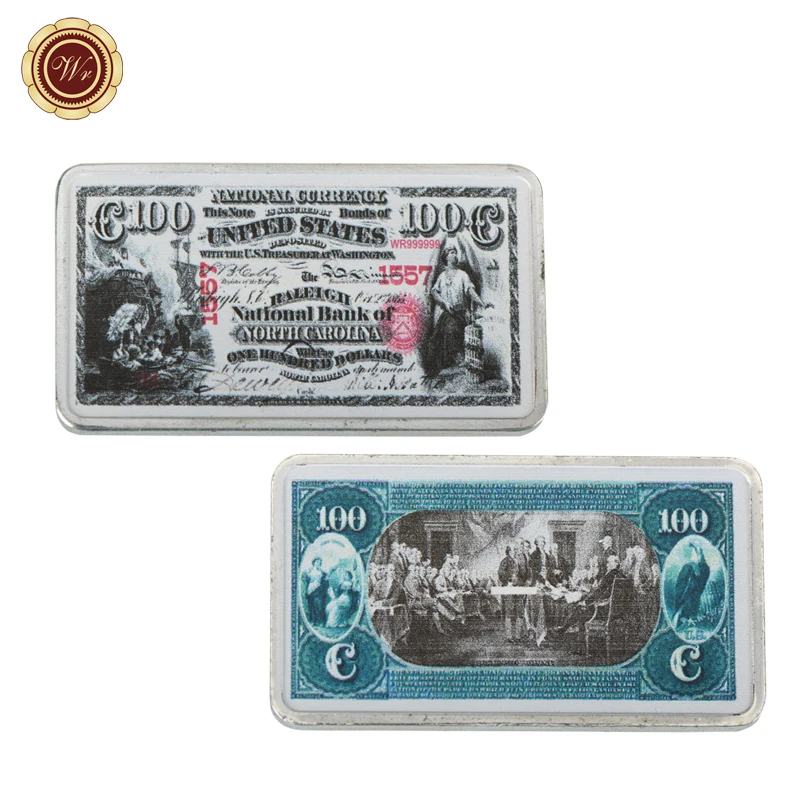 WR 1875 год 100 долларов Серебряный декоративный стержень для дома 999 9 посеребренные