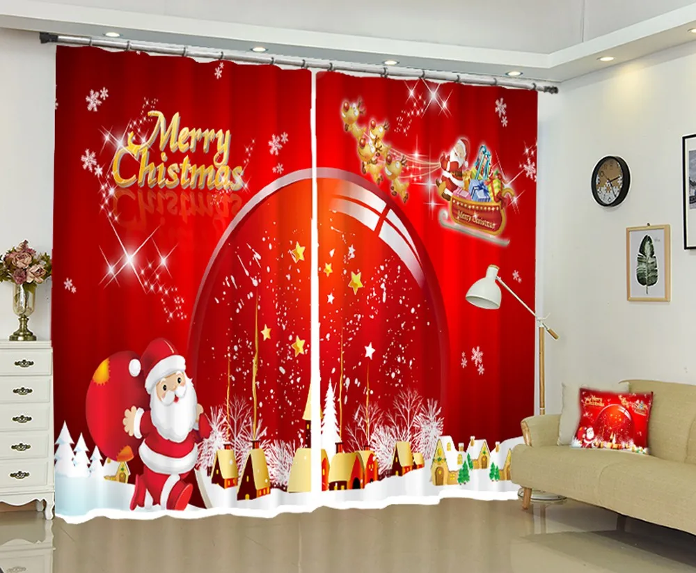 

Merry Christmas Creative Christmas Decoration High-precision Shade 3D Curtain for Living Room or Hotel Drapes Cortians