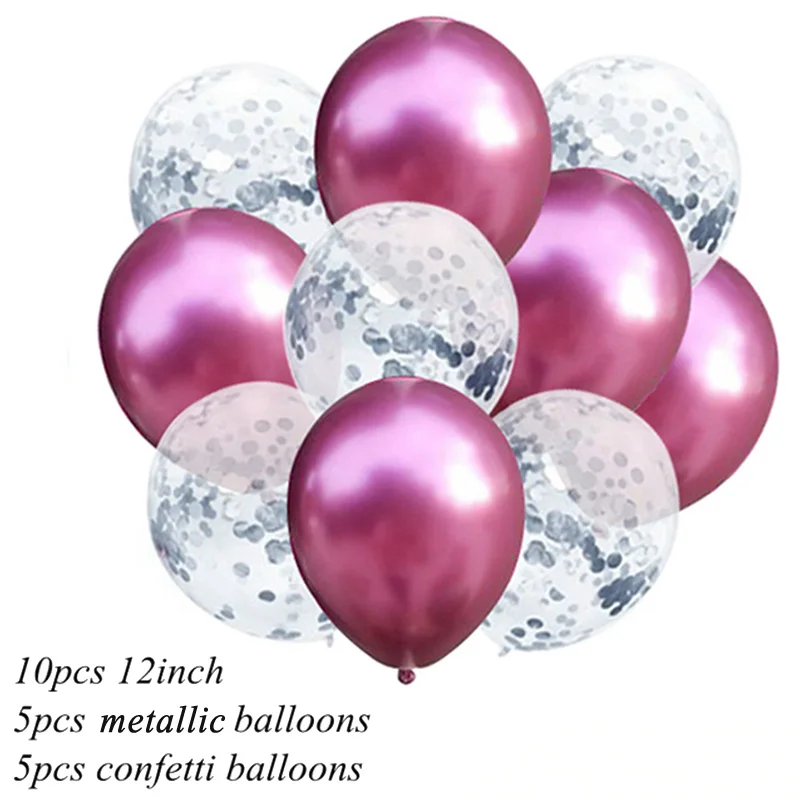 10pcs silver pink 10 шт первые конфетти для дня рождения воздушные шары только что замужние вечерние украшения 1-й ребенок дети взрослый мальчик девочка мой 1 год поставки - Цвет: 10pcs silver pink