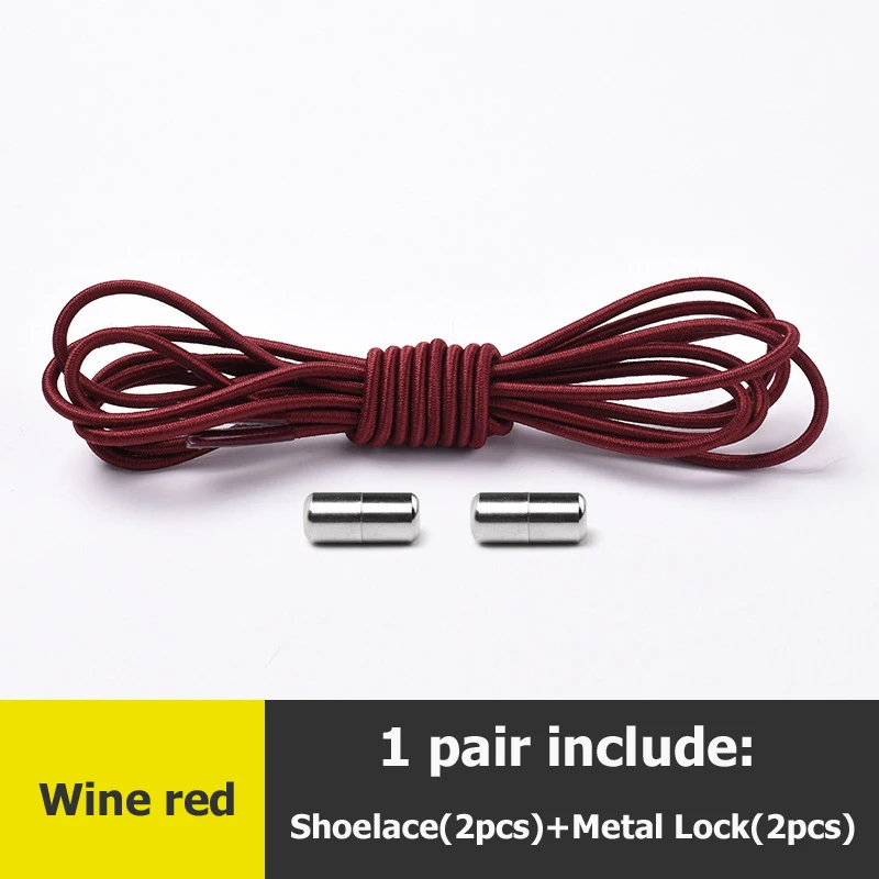 Wine red Шнурки без завязок металлические шнурки с эластичным шнурком для обуви система шнурков для кроссовок кроссовки для детей и взрослых - Цвет: Wine red