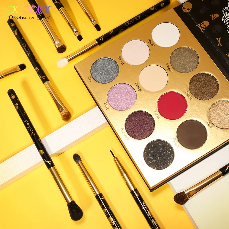 Docolor Pro палитра теней для век Матовая 12 цветов Shimmer Eye Shadow Pallete и 10 шт. тени для век Смешивание Макияж Кисти Наборы