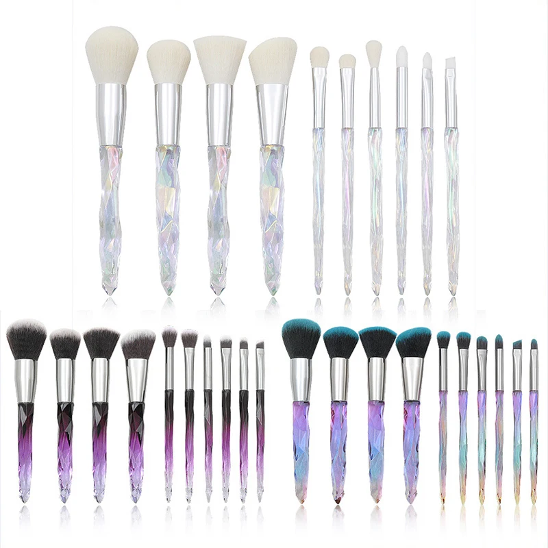 Новинка 10 прозрачных кистей для макияжа с алмазной ручкой набор из прозрачного