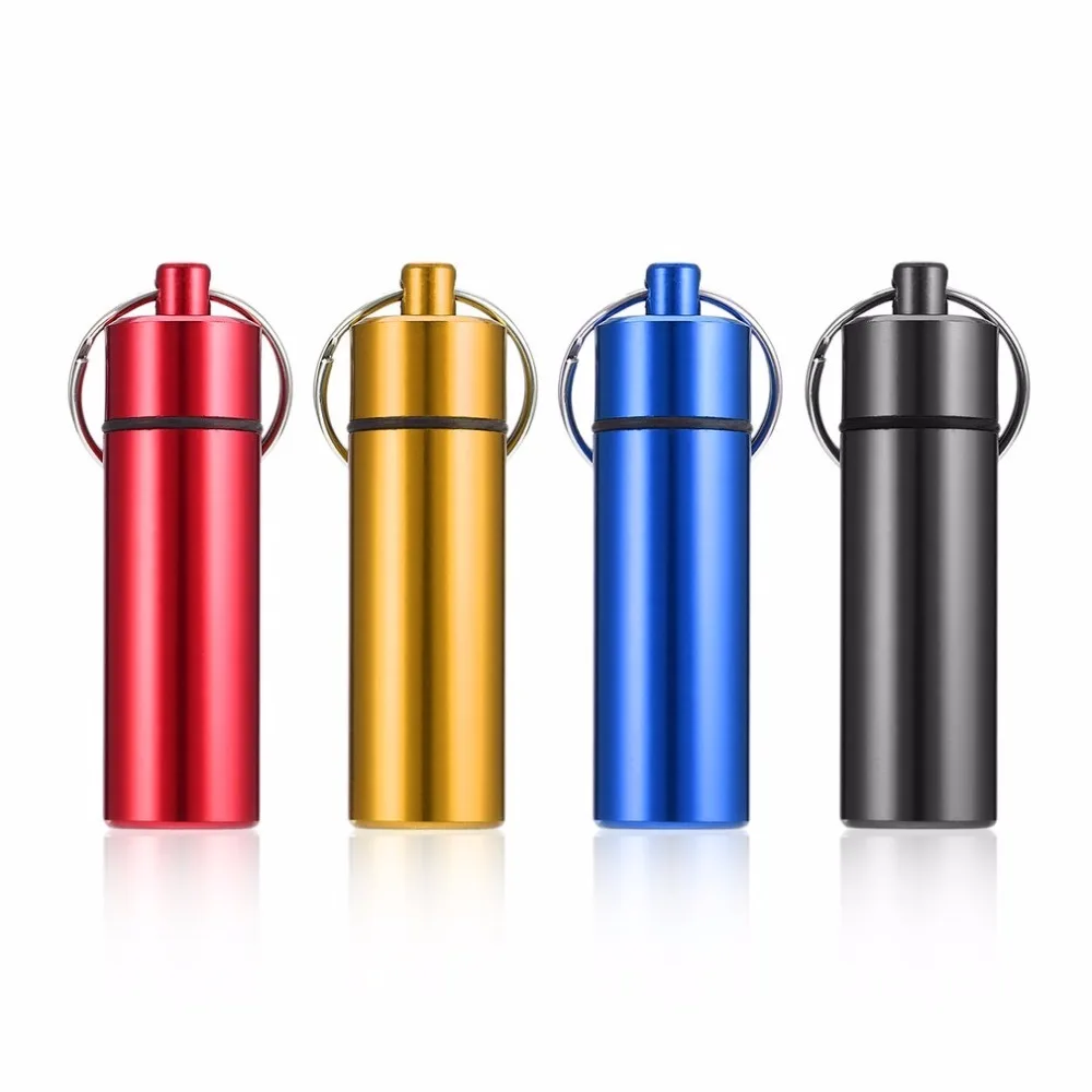 

1PC Pill Box Case Bottle Waterproof Aluminum Cache Drug Holder Container Keychain Medicine Box Health Care Colorful 2020