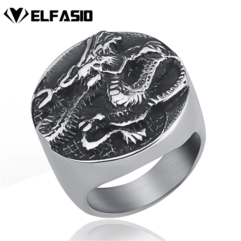 Кольцо из нержавеющей стали Dragon Yin and yang tai chi Байкерская винтажная бижутерия