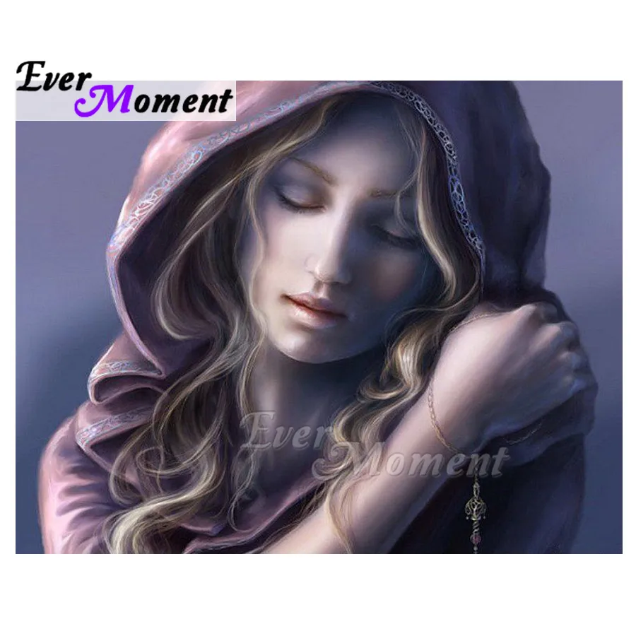 

Ever Moment Diamond Painting Picture Of Rhinestone Woman Closing Eyes Full Square Decoration For Home Diamond Embroidery 3F1579