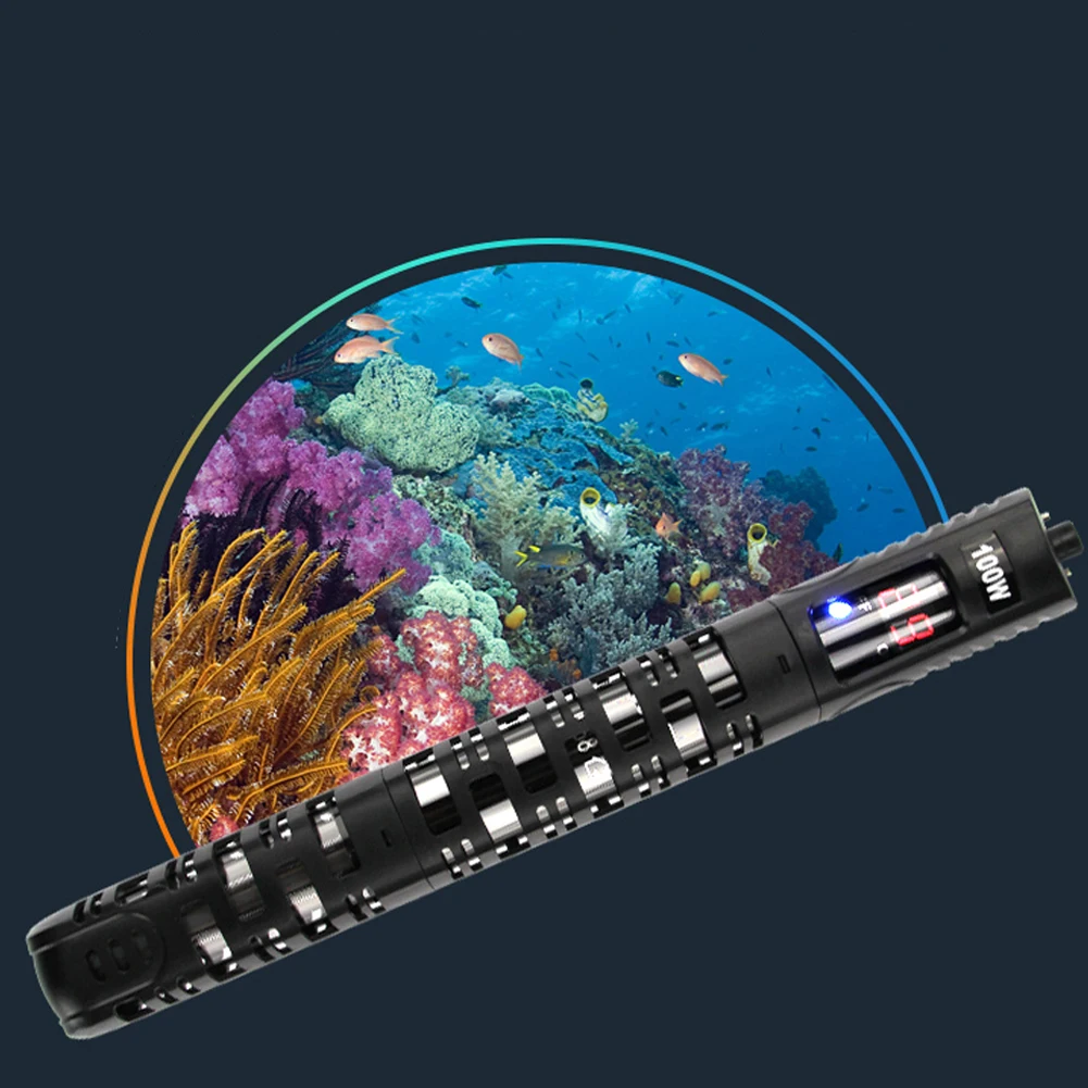 US Plug Mini Explosion-proof Fish Tank Aquarium Heater Digital Display Practical Submersible Temperature Adjustment Rod Led | Дом и сад