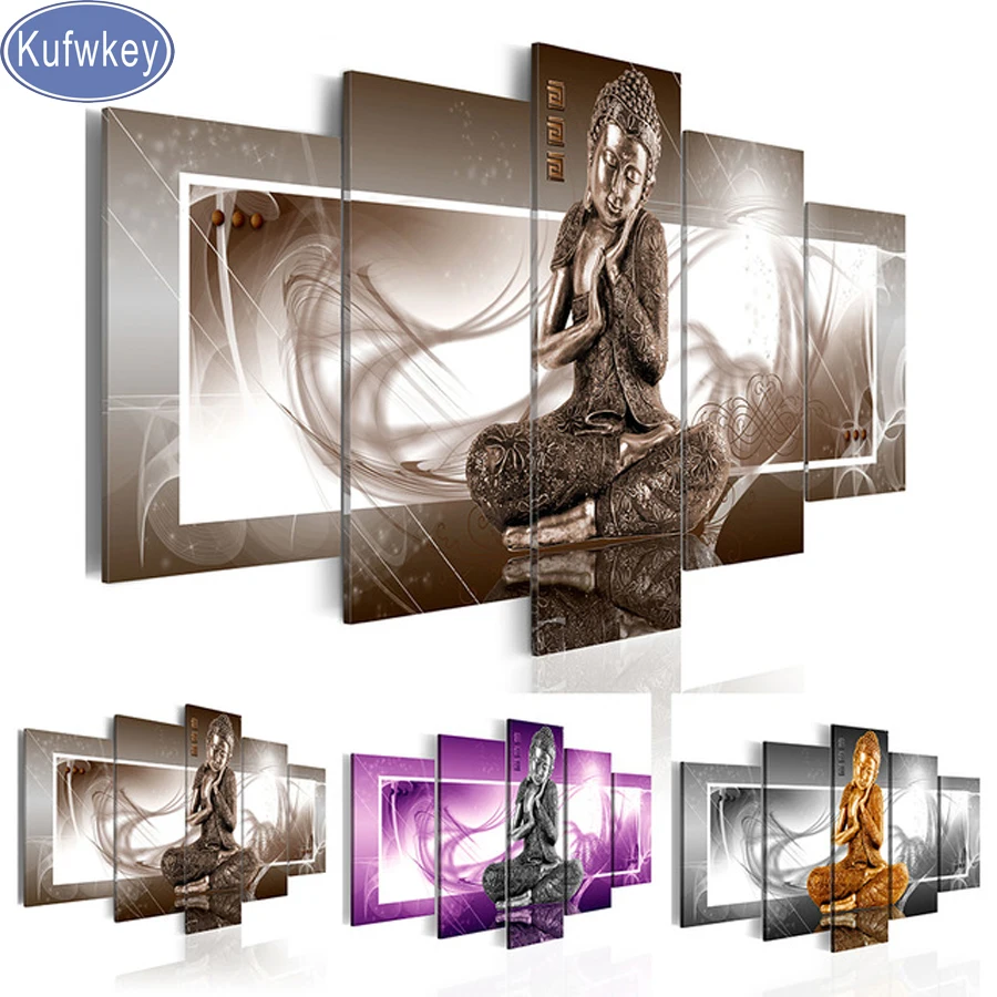 

5d diy Алмазная вышивка Будда 3d картина, 5 шт. незаконченная квадратная алмазная живопись вышивка крестиком Мозаика комплекты, украшение для д...