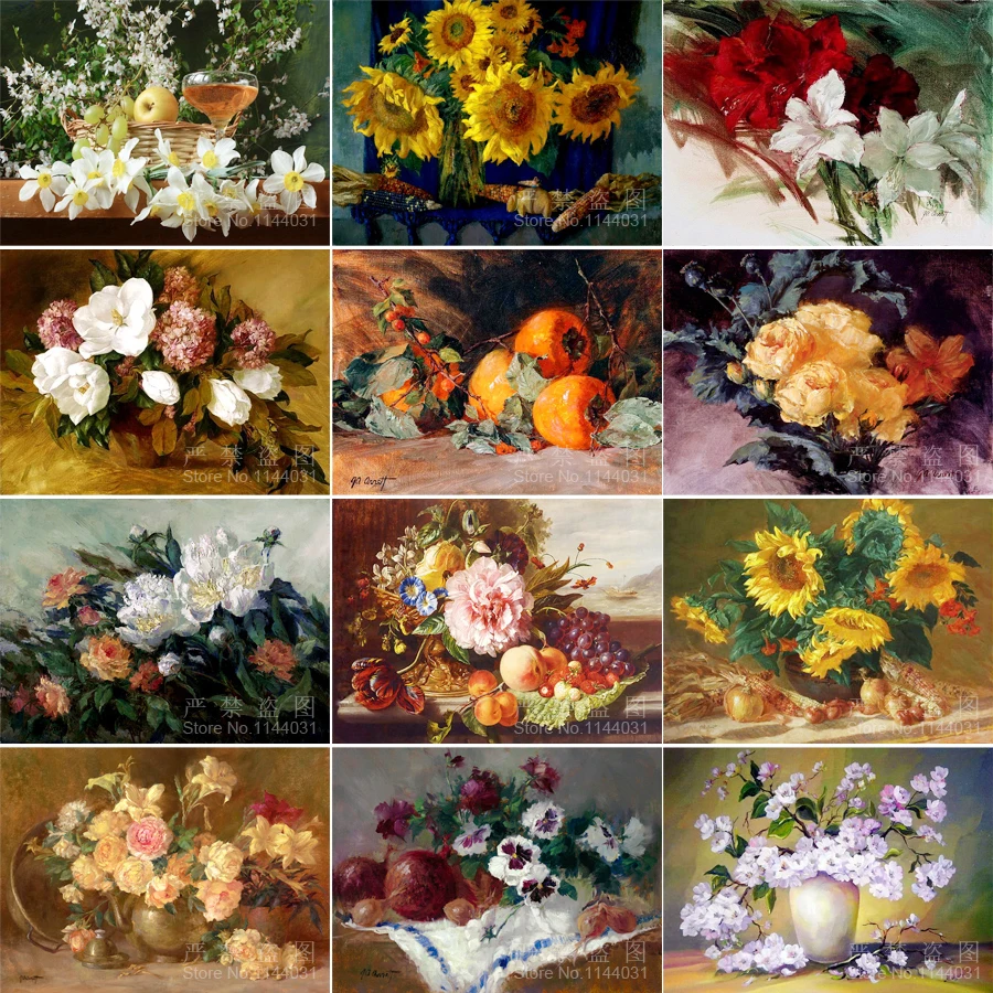 

5D DIY Diamond Painting Flower Square Full Diamond Embroidery Cross Stitch Flower Vase Needlework Home Decorative Sunflower