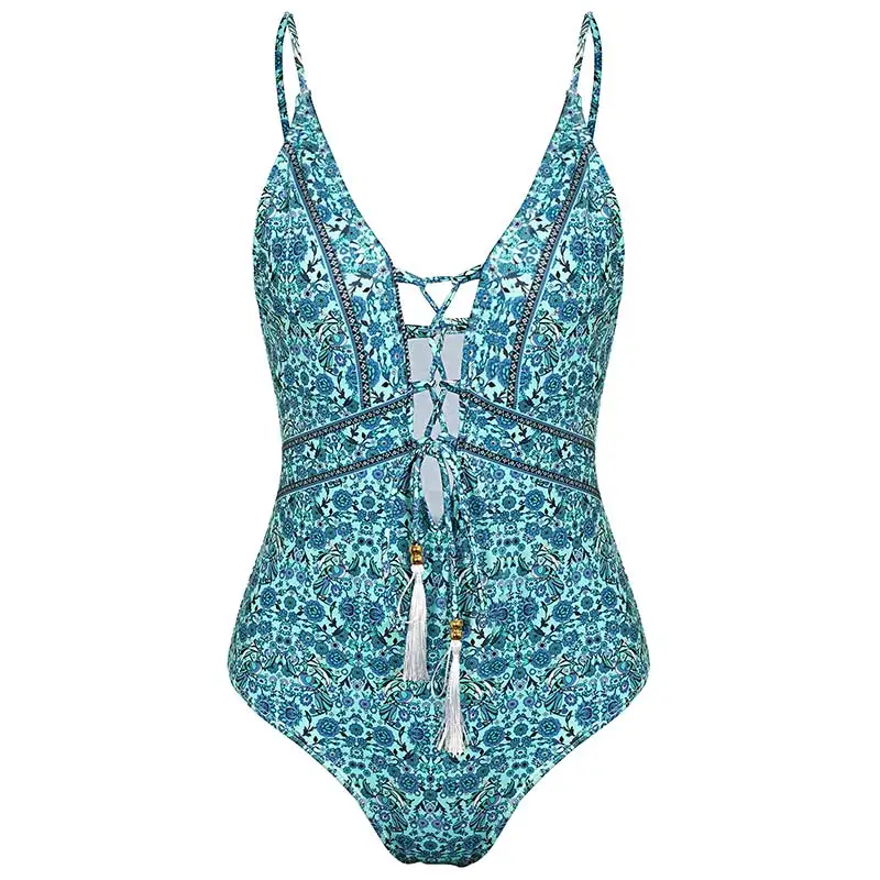 Для женщин Gypset Кружева V шеи Одна деталь купальник женский Push Up один кусок
