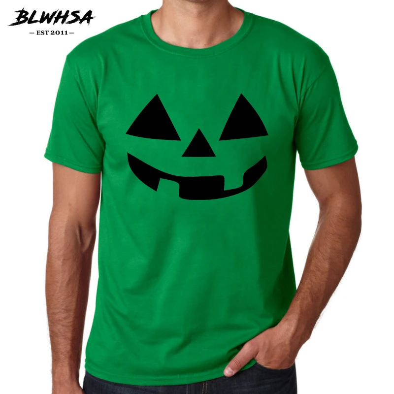 BLWHSA Before Christmas Men T-Shirts Short Sleeve Halloween Pumpkin Design Smiling Face Funny Cotton Casual Top&amptee | Мужская одежда