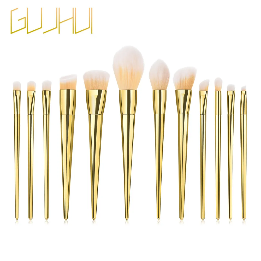 GUJHUI 12 шт. золото макияж расчёски для волос professional Основа макияжа лица Кисточки