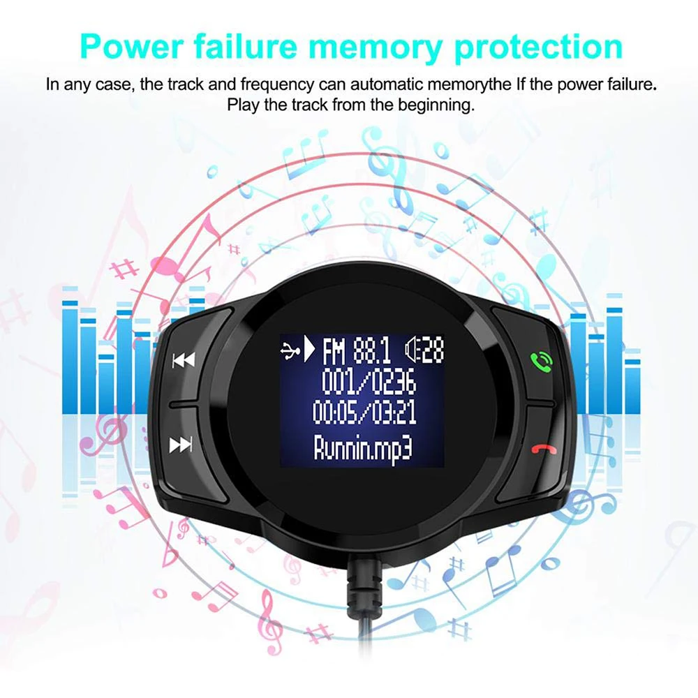 Автомобильный mp3 плеер беспроводной Bluetooth Автомобильный fm-модулятор передатчик Hands Free авто комплект большой дисплей MP3 аудио плеер USB зарядное устройство