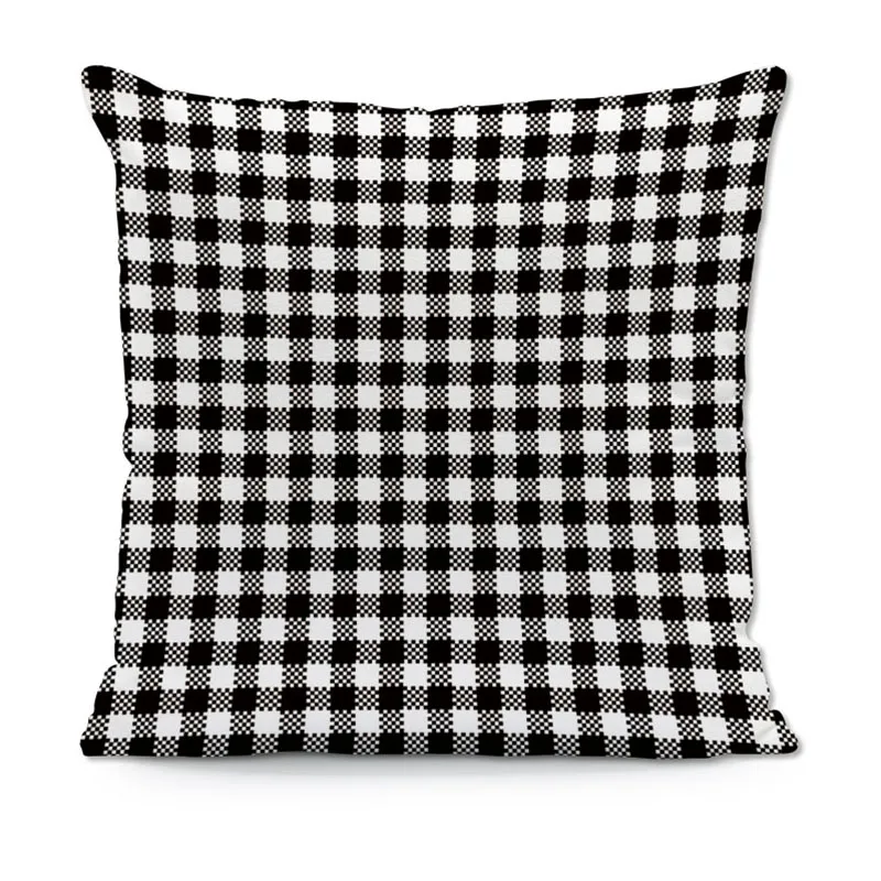 Square Geometry Pattern Cushion Covers Black and White Stitching Pillow For Chair Birthday Party Adult Sofa Cushions Home Decor | Дом и сад