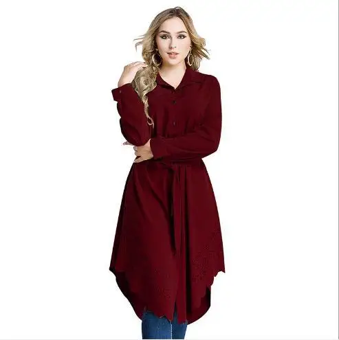 Мусульманские женские топы рубашка платье блузка Abaya Robe открытая свободная