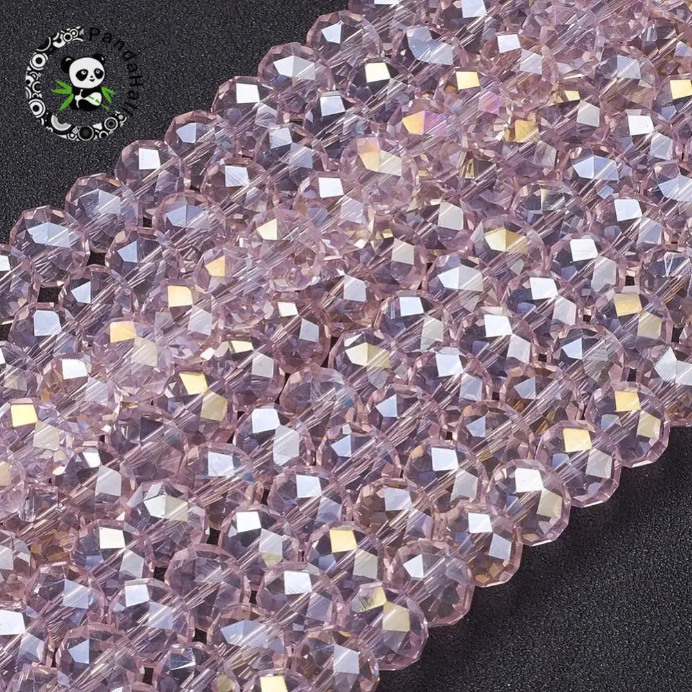 

Electroplate Glass Beads Strands, AB Color Plated, Faceted, Abacus, Pink, 10x7mm, Hole: 1mm; about 72pcs/strand