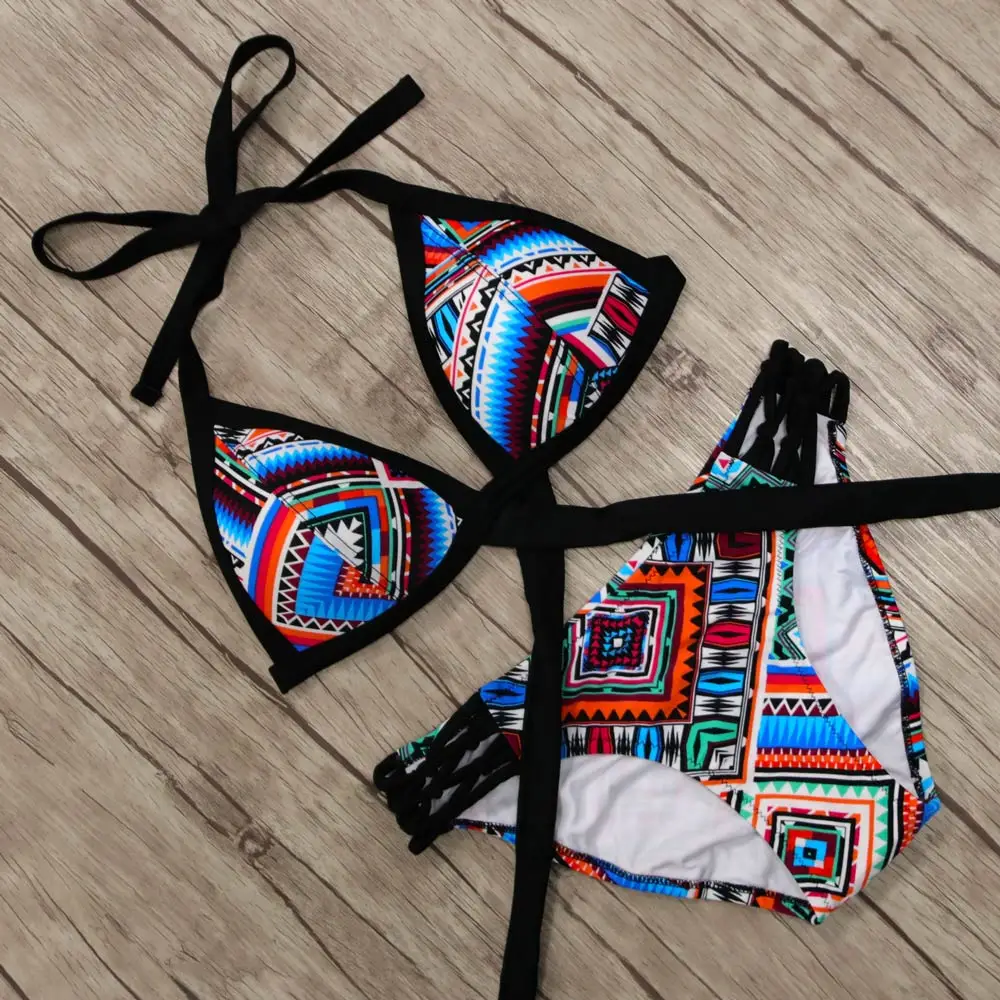 2018 Summer Women Print Biquini Bandage Swimsuit Sexy Bikini Set Push Up Swimwear Female Brazilian Maillot De Bain Femme |