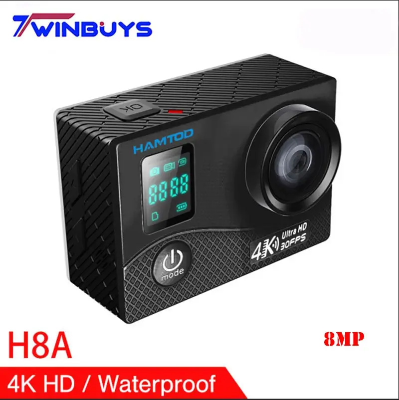 HAMTOD H8A 4K 30pfs WiFi экшн камера 2 0 дюйма LCD + 66 экран 1080P HD Дайвинг Водонепроницаемая мини