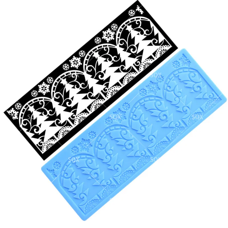 Силиконовая кружевная форма в виде рождественской елки для помадки инструменты