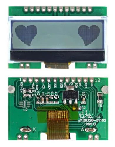 12PIN COG SPI 12832 LCD Graphic Module ST7567 Controller White Backlight 3.3V | Электронные компоненты и