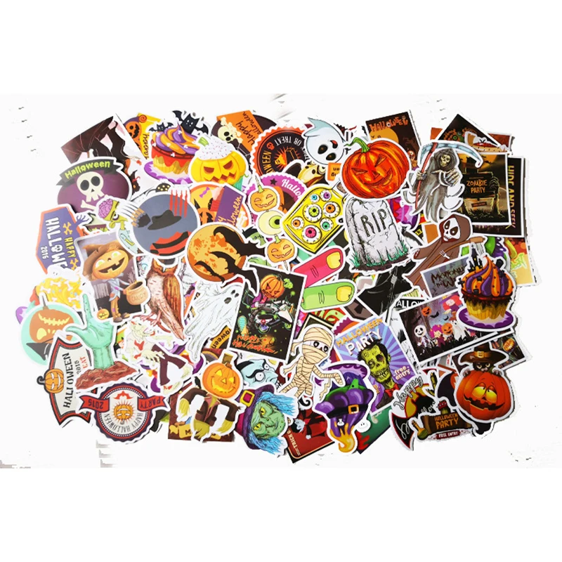 100Pcs Halloween Pumpkin Grim Reaper Sticker DIY Stickers For Skateboard Laptop Luggage Snowboard Fridge Toy CarStyling home toy | Игрушки и