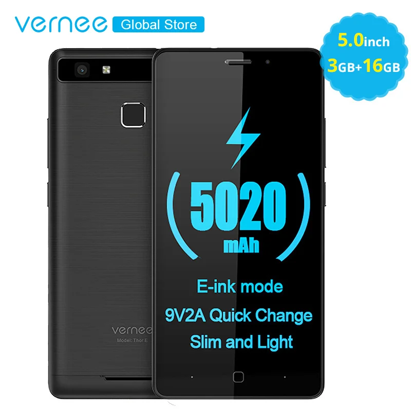 Vernee Thor e 5020 мАч 3 ГБ Оперативная память 16 5 0 &quotна ячейки Дисплей мобильного