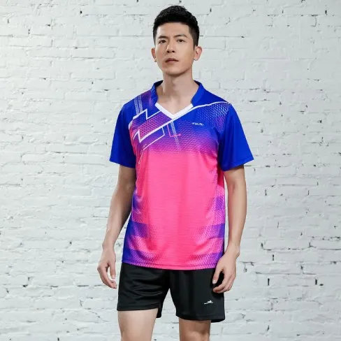 Man-A2623 Pink Для мужчин и wo Для мужчин кофта для бадминтона спортивные бадминтон спортивный костюм с короткими рукавами рубашка для игры в бадминтон Настольный Теннис топы - Цвет: Man-A2623 Pink