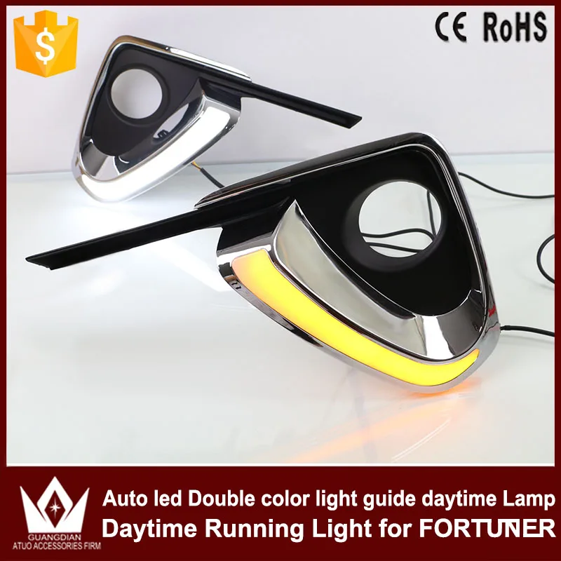 

Tcart For toyota Fortuner 2015-2017 DRL daytime running light with turn signal light headlight lights led car day light