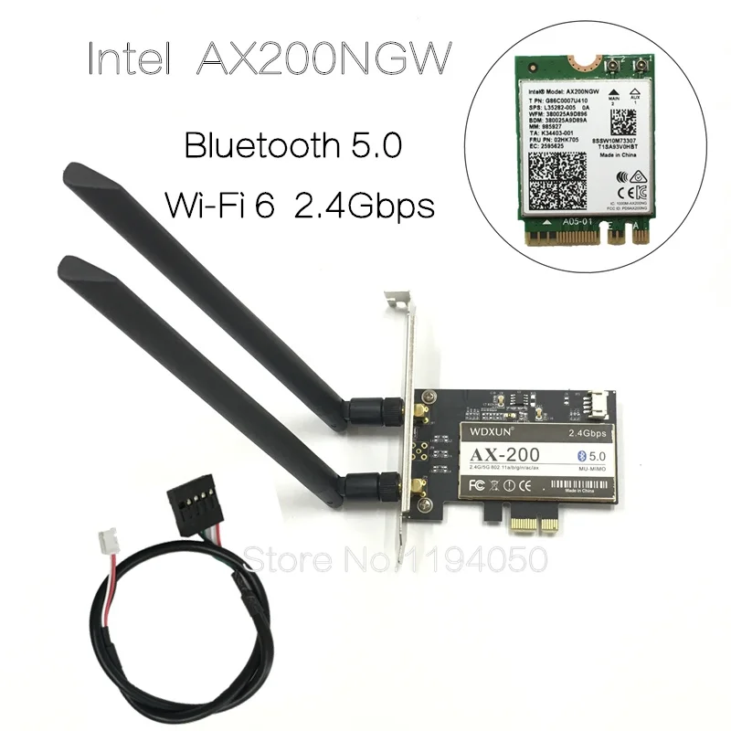 Беспроводной настольный адаптер AX200NGW Wi Fi 6 Bluetooth 5 0 2400 Мбит/с|Сетевые карты| |