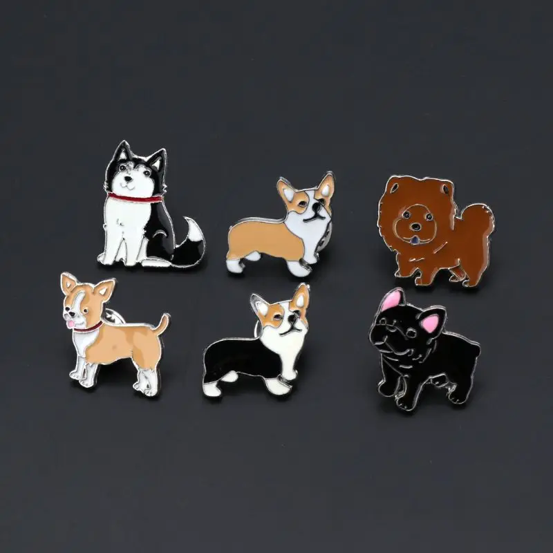 Pet щенка Хаски корги со Wawa собак эмалевые броши булавки милое животное Любители