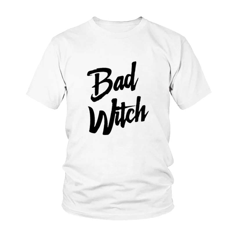 

Couple T-shirt BAD WITCH GOOD WITCH Letter Printed Top Tee Shirt Femme Casual Female Best Friends Sister Bff T-shirt Tops Tees