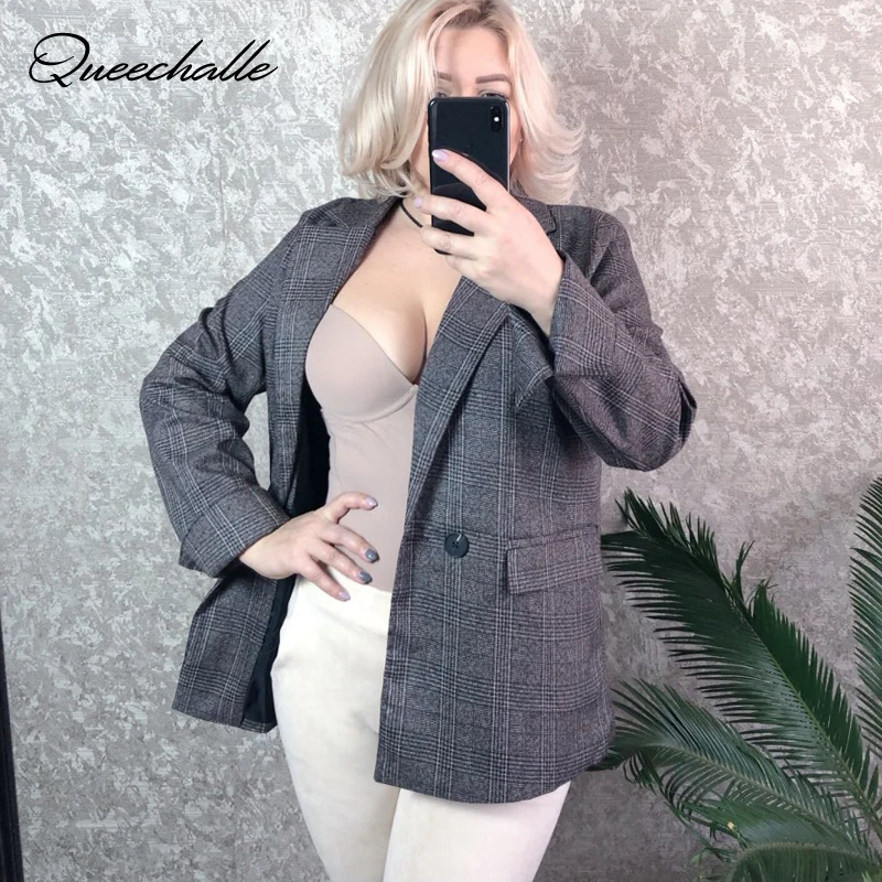 2021 Autumn Winter Suit Blazer Women Formal Loose Jacket Coat Office Lady Plus Size Long Sleeve Blazer Outerwear XXL 3XL 4XL 5XL