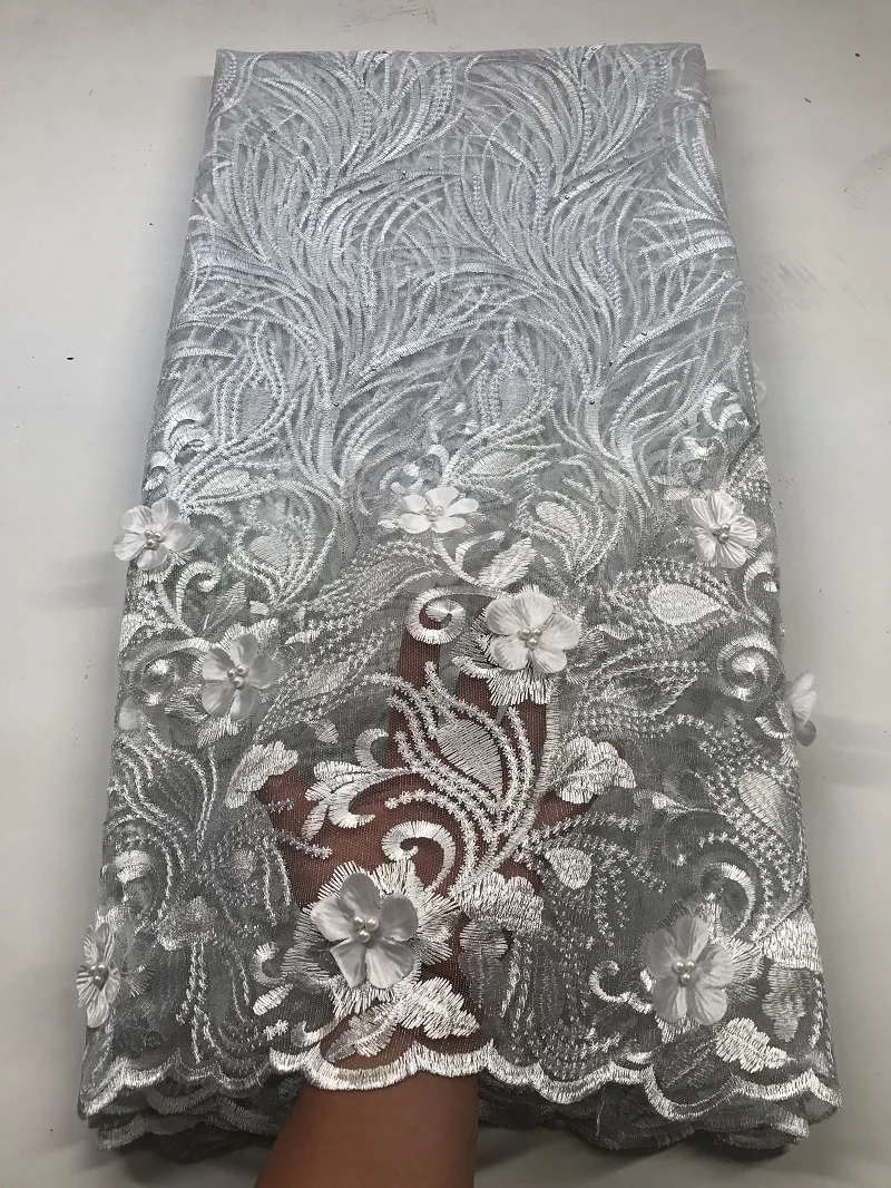 Нигерийская кружевная ткань 2019 французская высокого качества 3D Бисерное Кружево