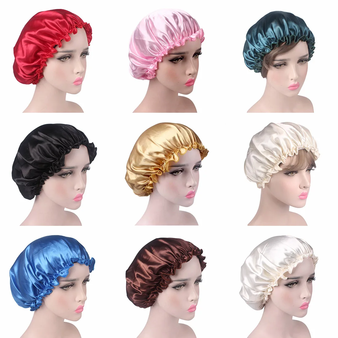 Атласный кружевной колпак для сна ночной колпачок ухода за волосами атласный