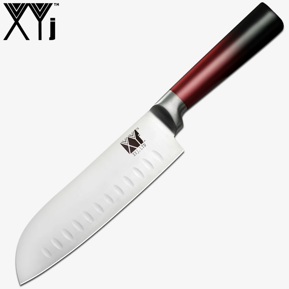 Santoku XYj набор ножей из нержавеющей стали набор кухонных ножей держатель Блок стенд ножницы Santoku шеф-повара нарезки овощей хлеб стейк нож - Цвет: Santoku