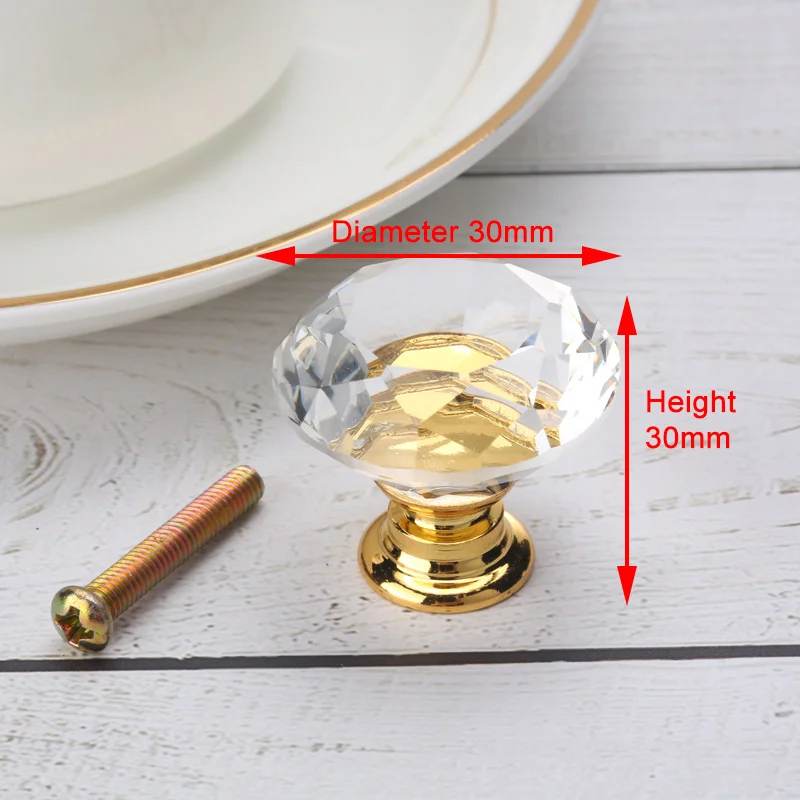 NAIERDI Ручки для шкафов хрустальные золотые