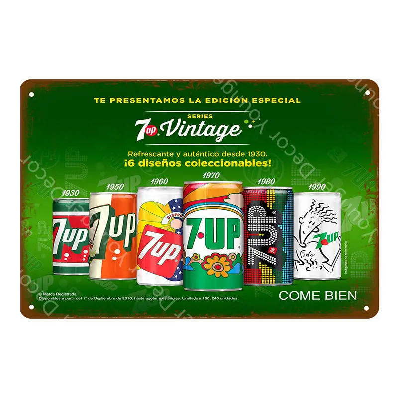 YD4358F Винтаж 7 UP пиво плакат напиток 7up металлические оловянные знаки настенные стикеры бар паб кафе семейные украшения Ретро домашний декор искусство табличка - Цвет: YD4358F
