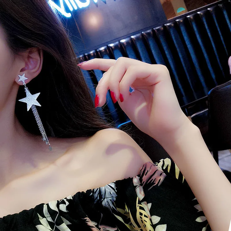 Женские длинные серьги из нержавеющей стали с золотым сердечком сплава |