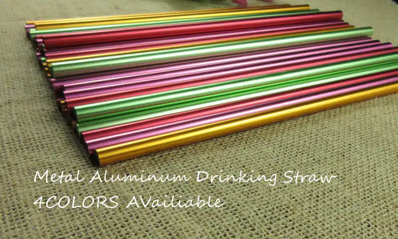 25 pc/lot 21 -24 cm Length 8mm Dia Hard Reusable Bar and Party Metal Aluminum Drinking Straws Green Color for Marson Jar | Дом и сад