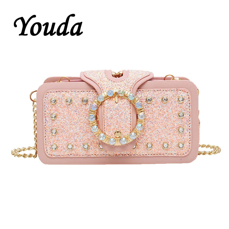 Youda летняя новая модная оригинальная Ретро сумка тоут с цепочкой и бриллиантами