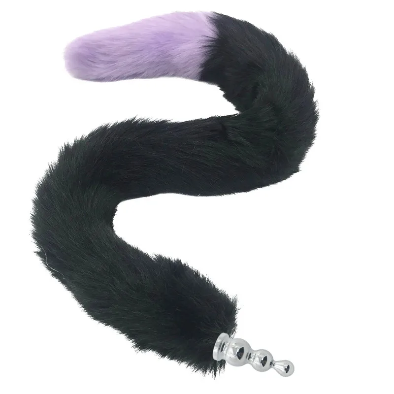 80cm Long Fox Tail Black Wolf Fake hair Lovely Butt Metal Plug Anal Sex Toy Animal RolePlay Cosplay | Красота и здоровье