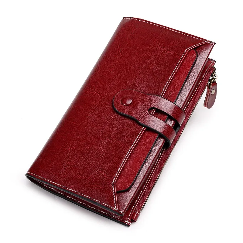Женский кошелек из натуральной кожи New Women Wallet Genuine Leather Long Clutch Wallets for Female Cowhide Bifold Purse Ladies Card Holder Coin on.