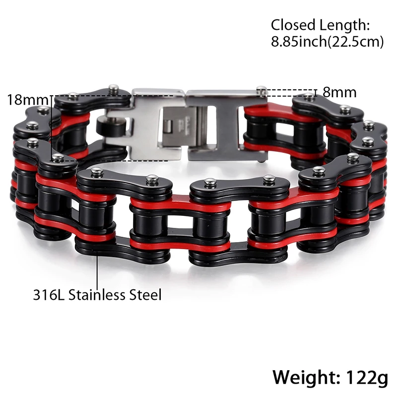 Davieslee 18 мм тяжелый мужской браслет байкерские Ювелирные изделия 316L браслет из нержавеющей стали Мужской Браслет вечерние ювелирные изделия в подарок DLHBM54