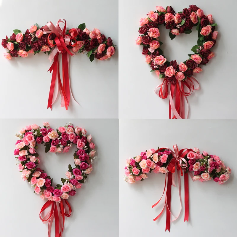 

Artificial Wreaths Rose Floral Garland Flower Wreath Wedding Door Hanging Background Decoration