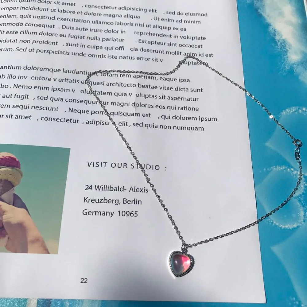 Модная Маленькая подвеска с лунным камнем для женщин, подвеска в виде сердца, ожерелье, лучший друг, подарок, 925 серебряные ювелирные изделия