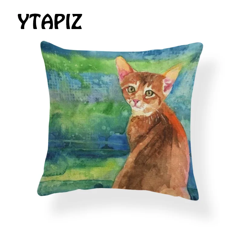 Персонализированные окрашенные кошачьи наволочки зеленые желтые синие черные