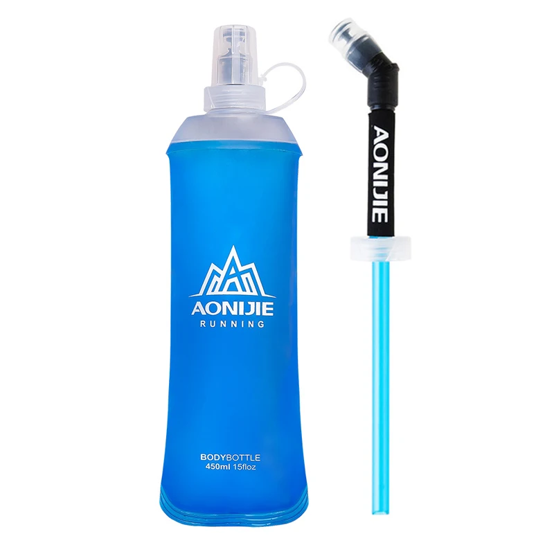 450ML With Straw AONIJIE 450 мл мягкая колба для спорта на открытом воздухе ТПУ бутылка для гидрации Пешие прогулки бег фитнес-велосипед чайник для воды Кувшин с дополнительной соломинкой - Цвет: 450ML With Straw