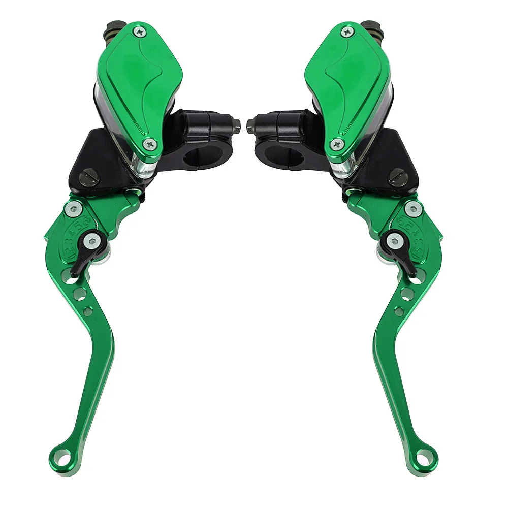Green CNC Алюминий 7/" 22 мм мотоцикла рычаг сцепления, гидравлического тормоза комплект с Главный цилиндр резервуар - Цвет: Green